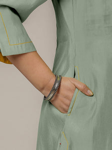 Nimrat x Rozaana | A Line Kurta in Mint Green with Thread Work | Coords or Only Kurta