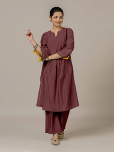 Nimrat x Rozaana | A Line Kurta in Deep Maroon with Thread Work | Coords or Only Kurta