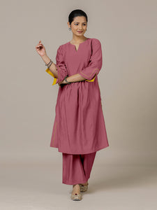 Nimrat x Rozaana | A Line Kurta in Rose Pink with Thread Work | Coords or Only Kurta