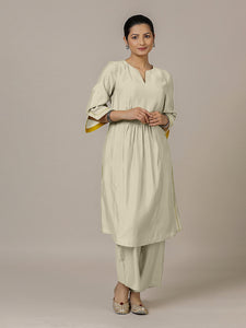 Nimrat x Rozaana | A Line Kurta in Ivory with Thread Work | Coords or Only Kurta