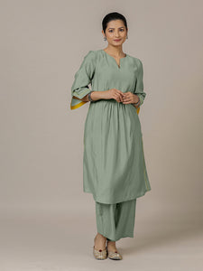 Nimrat x Rozaana | A Line Kurta in Mint Green with Thread Work | Coords or Only Kurta