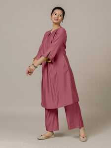 Nimrat x Rozaana | A Line Kurta in Rose Pink with Thread Work | Coords or Only Kurta