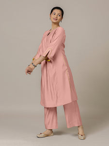 Nimrat x Rozaana | A Line Kurta in Sea Pink with Thread Work | Coords or Only Kurta