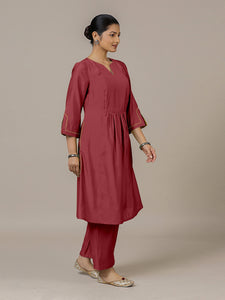 Nimrat x Rozaana | A Line Kurta in Scarlet Red with Thread Work | Coords or Only Kurta