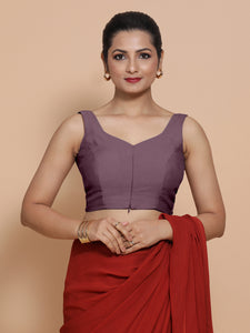 Nitya x Rozaana | Sleeveless Saree Blouse in Purple Mauve