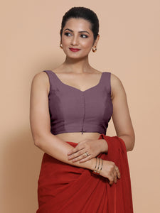 Nitya x Rozaana | Sleeveless Saree Blouse in Purple Mauve