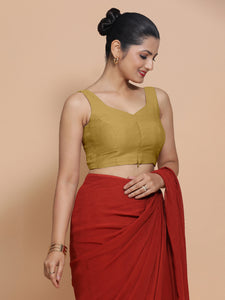 Nitya x Rozaana | Sleeveless Saree Blouse in Dijon Mustard