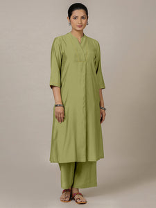 Paakhi x Rozaana | A Line Kurta in Pista Green with Thread Work | Coords or Only Kurta