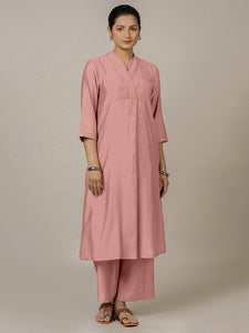 Paakhi x Rozaana | A Line Kurta in Sea Pink with Thread Work | Coords or Only Kurta