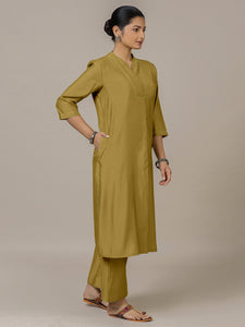 Paakhi x Rozaana | A Line Kurta in Dijon Mustard with Thread Work | Coords or Only Kurta