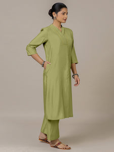 Paakhi x Rozaana | A Line Kurta in Pista Green with Thread Work | Coords or Only Kurta