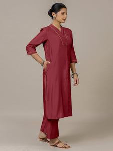 Paakhi x Rozaana | A Line Kurta in Scarlet Red with Thread Work | Coords or Only Kurta