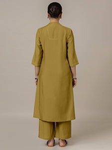 Paakhi x Rozaana | A Line Kurta in Dijon Mustard with Thread Work | Coords or Only Kurta