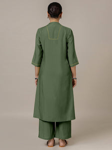 Paakhi x Rozaana | A Line Kurta in Hunter Green with Thread Work | Coords or Only Kurta