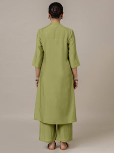 Paakhi x Rozaana | A Line Kurta in Pista Green with Thread Work | Coords or Only Kurta