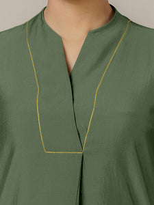 Paakhi x Rozaana | A Line Kurta in Hunter Green with Thread Work | Coords or Only Kurta