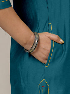 Paakhi x Rozaana | A Line Kurta in Crystal Teal with Thread Work | Coords or Only Kurta