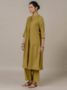 Paakhi x Rozaana | A Line Kurta in Dijon Mustard with Thread Work | Coords or Only Kurta