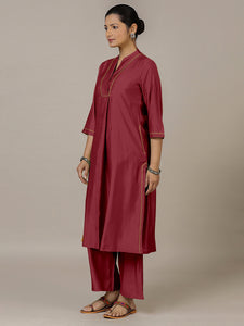 Paakhi x Rozaana | A Line Kurta in Scarlet Red with Thread Work | Coords or Only Kurta