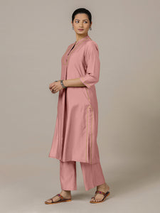 Paakhi x Rozaana | A Line Kurta in Sea Pink with Thread Work | Coords or Only Kurta