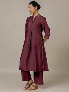 Paakhi x Rozaana | A Line Kurta in Deep Maroon with Thread Work | Coords or Only Kurta