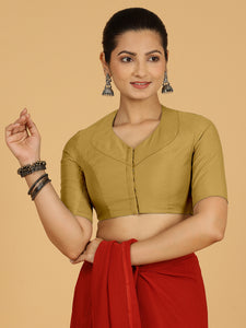 Pallavi x Rozaana | Elbow Sleeves Saree Blouse in Dijon Mustard