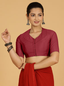 Pallavi x Rozaana | Elbow Sleeves Saree Blouse in Scarlet Red