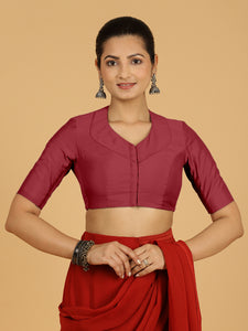 Pallavi x Rozaana | Elbow Sleeves Saree Blouse in Scarlet Red