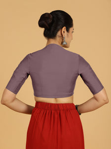 Pallavi x Rozaana | Elbow Sleeves Saree Blouse in Purple Mauve