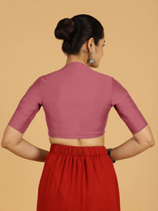 Pallavi x Rozaana | Elbow Sleeves Saree Blouse in Rose Pink