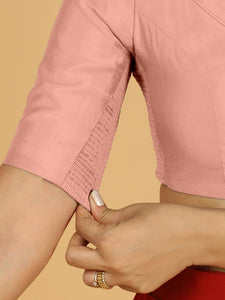 Pallavi x Rozaana | Elbow Sleeves Saree Blouse in Sea Pink