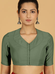 Pallavi x Rozaana | Elbow Sleeves Saree Blouse in Hunter Green