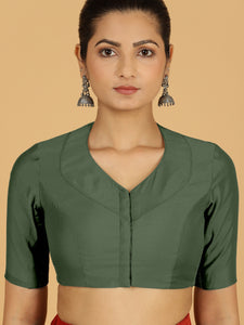 Pallavi x Rozaana | Elbow Sleeves Saree Blouse in Pine Green