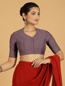 Pallavi x Rozaana | Elbow Sleeves Saree Blouse in Purple Mauve