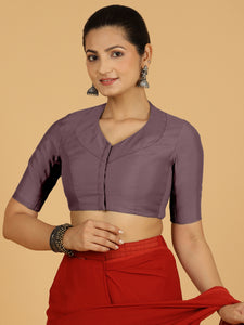 Pallavi x Rozaana | Elbow Sleeves Saree Blouse in Purple Mauve