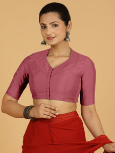 Pallavi x Rozaana | Elbow Sleeves Saree Blouse in Rose Pink