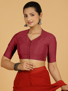 Pallavi x Rozaana | Elbow Sleeves Saree Blouse in Scarlet Red