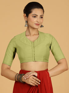 Pallavi x Rozaana | Elbow Sleeves Saree Blouse in Pista Green