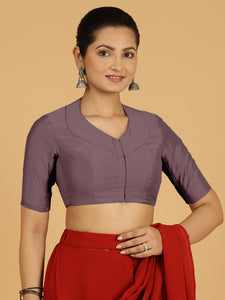 Pallavi x Rozaana | Elbow Sleeves Saree Blouse in Purple Mauve