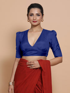 Pavani x Rozaana | Cobalt Blue Art Silk Saree Blouse