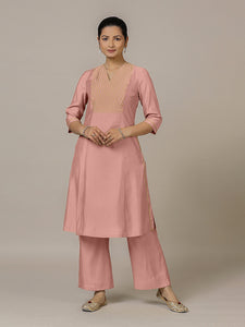 Piya x Rozaana | A Line Kurta in Sea Pink with Thread Work | Coords or Only Kurta