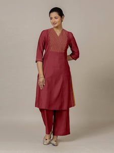 Piya x Rozaana | A Line Kurta in Scarlet Red with Thread Work | Coords or Only Kurta