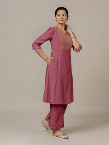 Piya x Rozaana | A Line Kurta in Rose Pink with Thread Work | Coords or Only Kurta