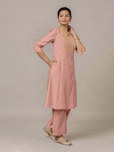 Piya x Rozaana | A Line Kurta in Sea Pink with Thread Work | Coords or Only Kurta