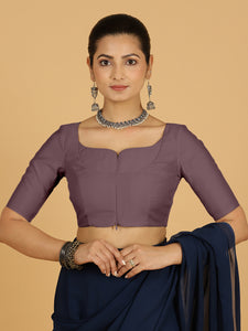 Priya x Rozaana | Elbow Sleeves Saree Blouse in Purple Mauve