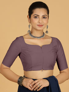 Priya x Rozaana | Elbow Sleeves Saree Blouse in Purple Mauve