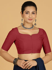 Priya x Rozaana | Elbow Sleeves Saree Blouse in Scarlet Red