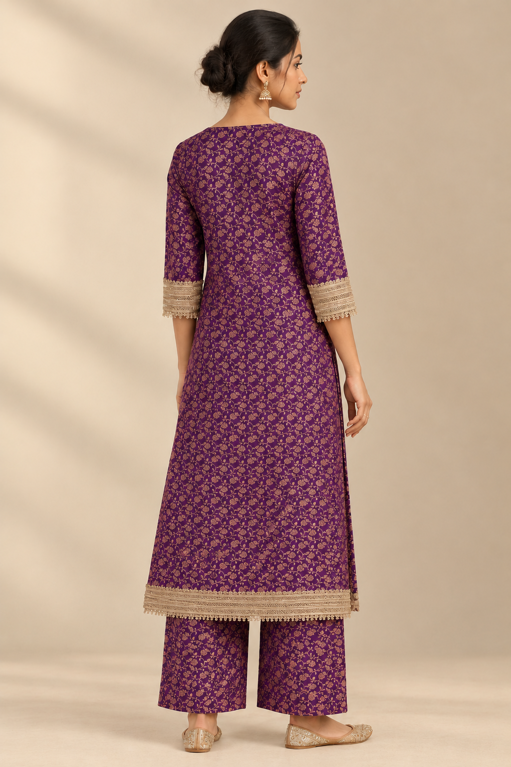Saubhagya | Purple Iris Floral Jaal Brocade Kurta Set with Dupatta