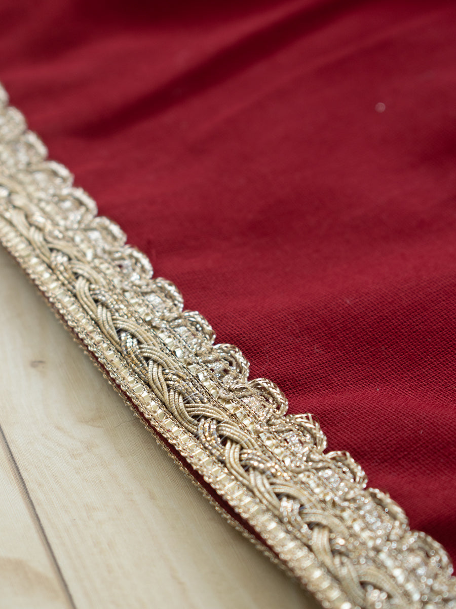 Rangoli x Tyohaar | Angrakha-Sharara Set in Cream & Red Geometric Block Print Cotton