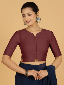 Rekha x Rozaana | Long Saree Blouse in Deep Maroon